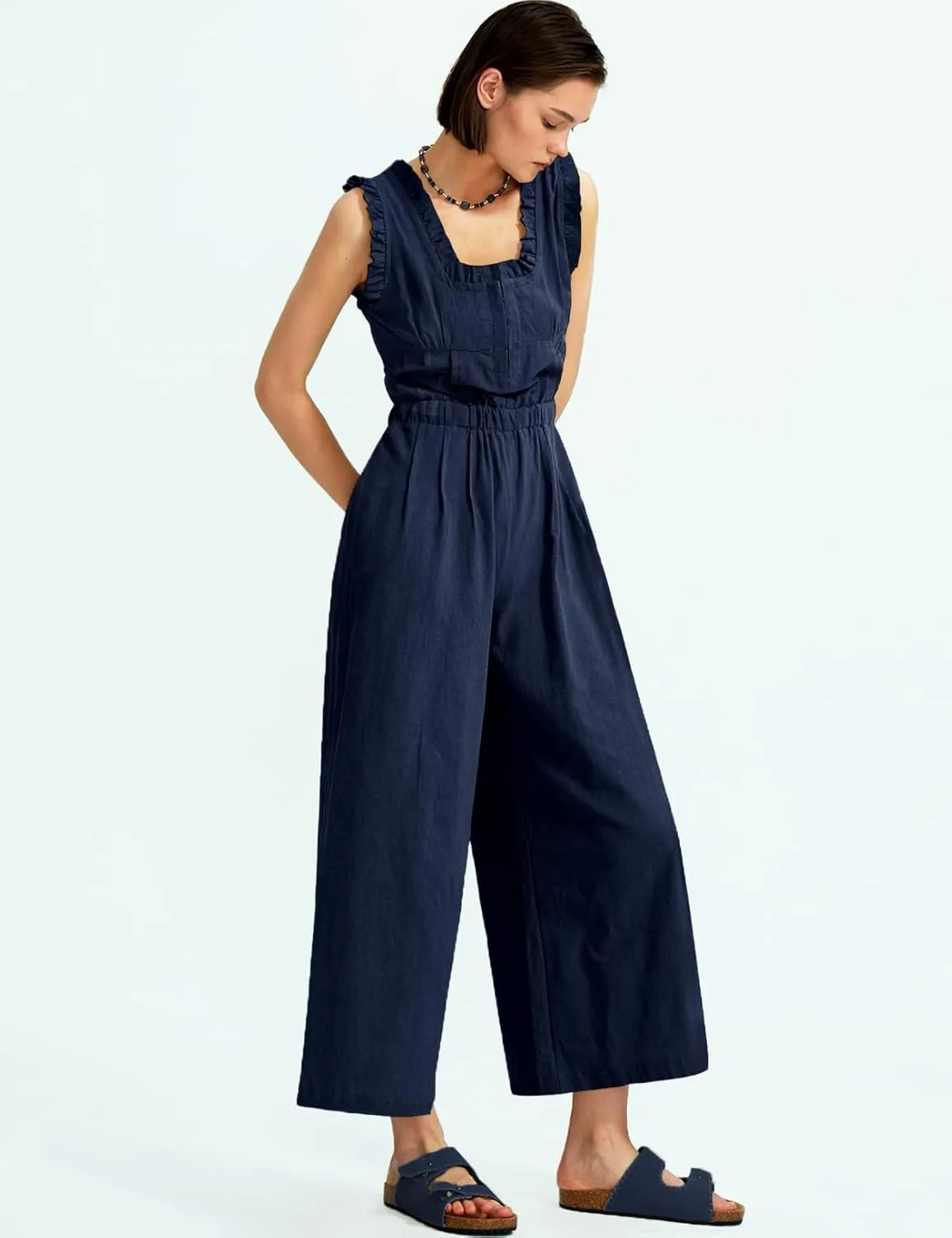 CHERFLY Jumpsuits for Women Dressy Casual Back Tied Overalls Summer Outfits 2025