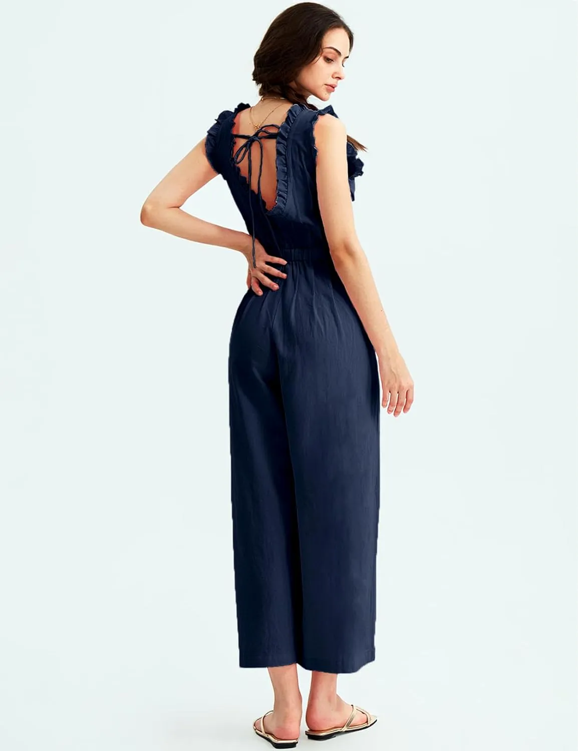 CHERFLY Jumpsuits for Women Dressy Casual Back Tied Overalls Summer Outfits 2025