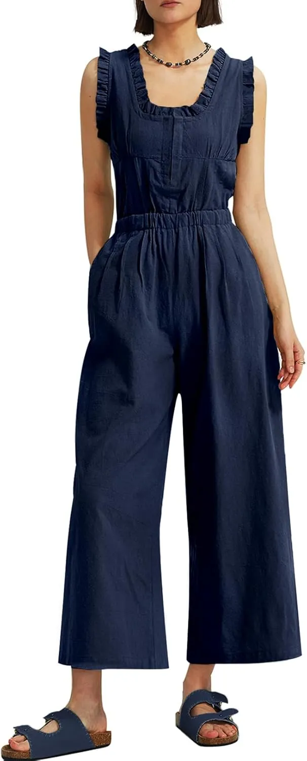 CHERFLY Jumpsuits for Women Dressy Casual Back Tied Overalls Summer Outfits 2025