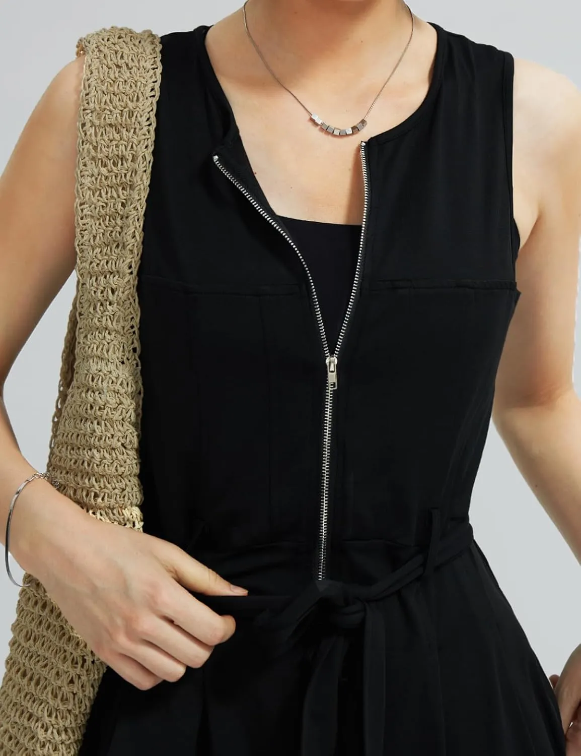 CHERFLY Jumpsuits for Women Dressy Summer Formal Outfits Zipper Up Overalls 2025