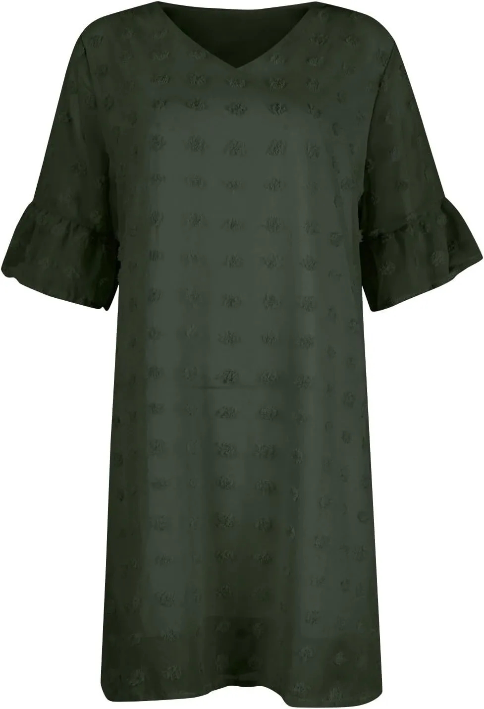 Chiffon Dresses for Women 2024 Summer Smocked Dress Short Flutter Sleeve V Neck Swiss Dot Ruffle Tiered Mini Dress