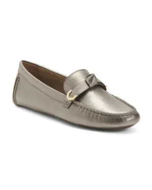 COLE HAAN Evelyn Bow Leather Driver Loafers