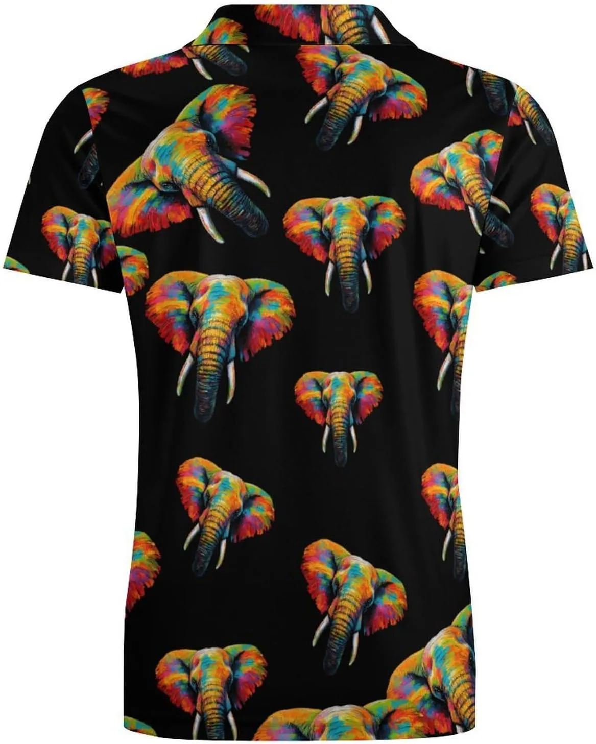 Colorful Elephant Head Men's Polo-Shirt Regular-Fit Short Sleeve Sports Quick Dry Golf Tennis T-Shirt