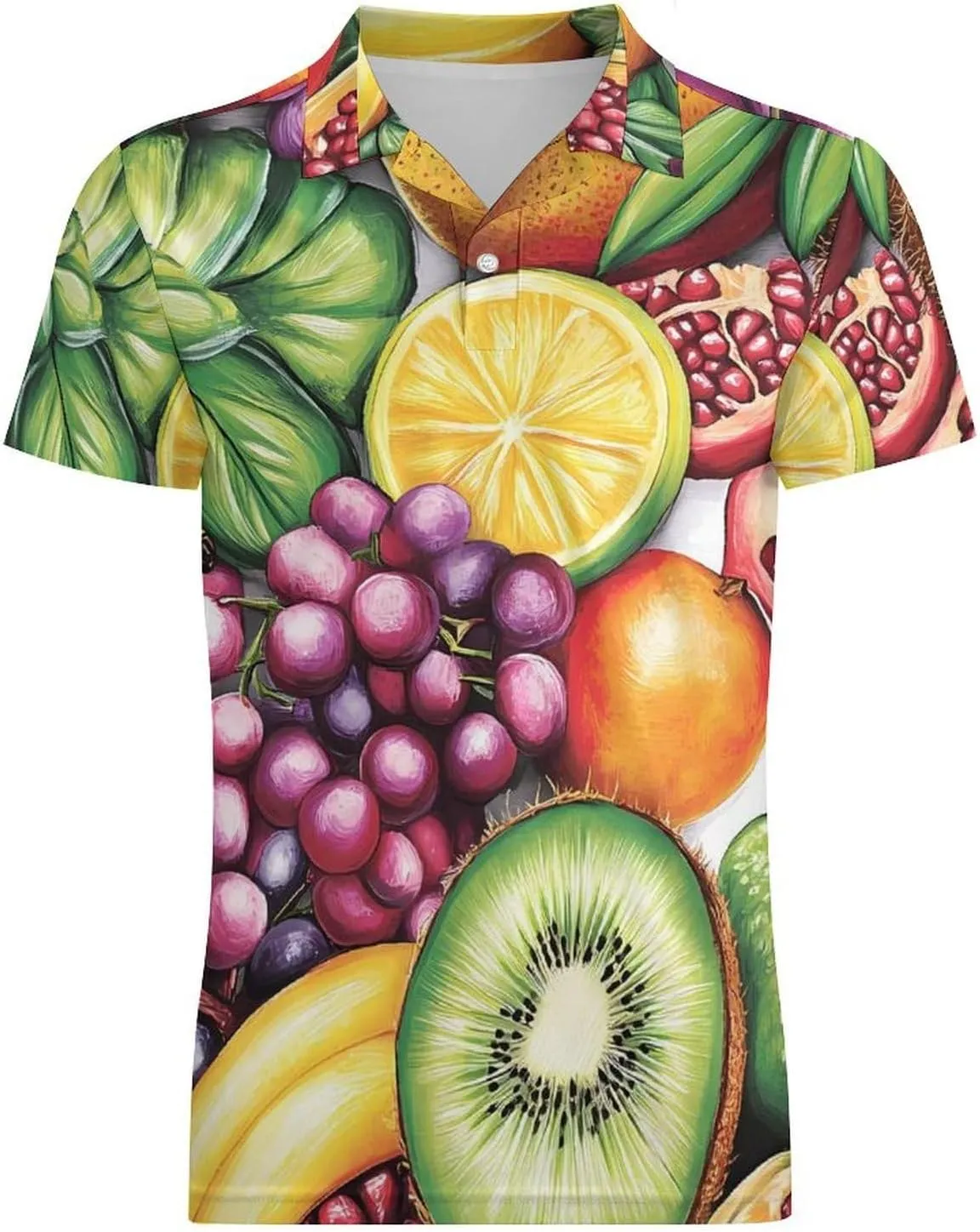 Colorful Fruits Men's Polo-Shirt Regular-Fit Short Sleeve Sports Quick Dry Golf Tennis T-Shirt