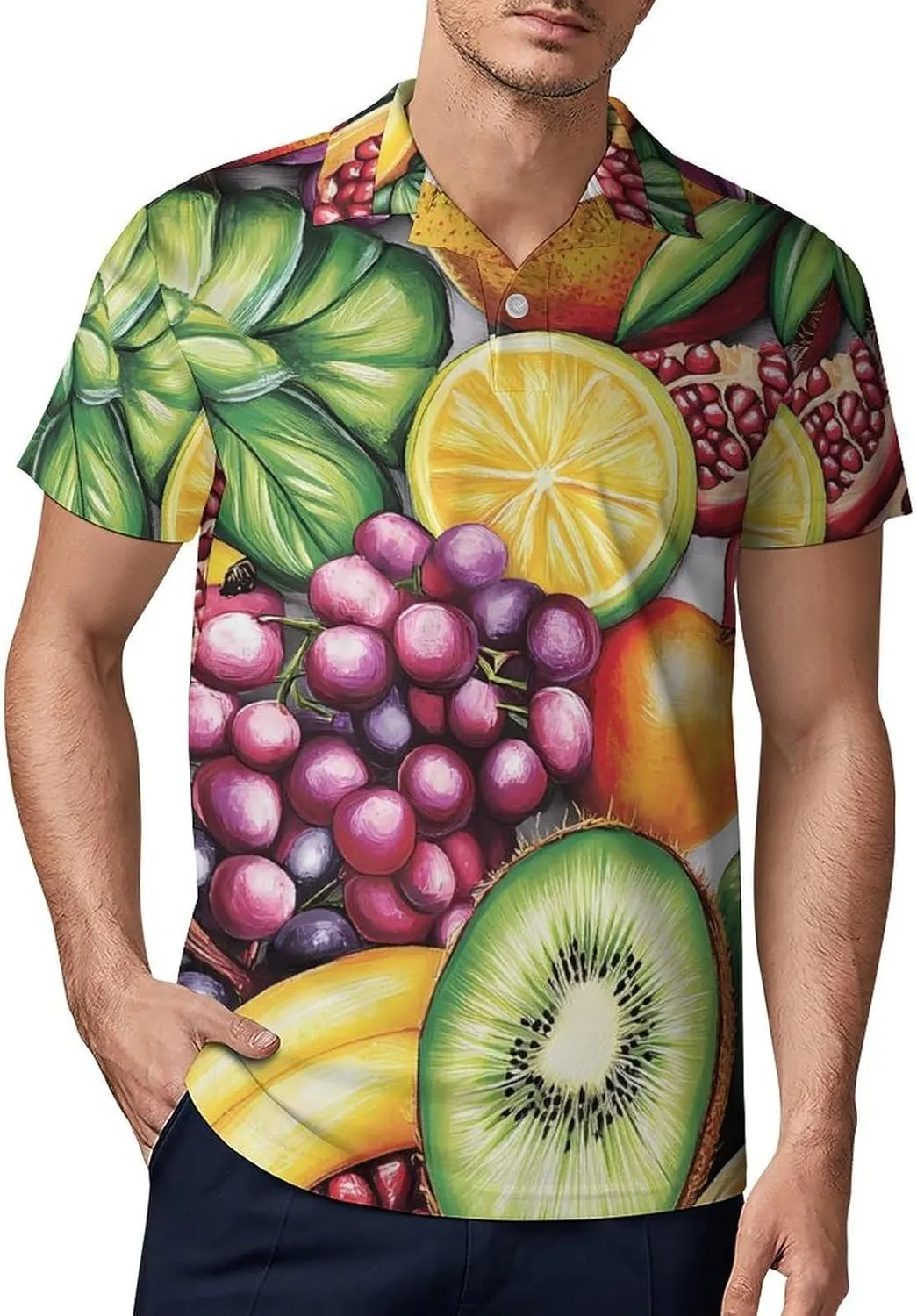 Colorful Fruits Men's Polo-Shirt Regular-Fit Short Sleeve Sports Quick Dry Golf Tennis T-Shirt