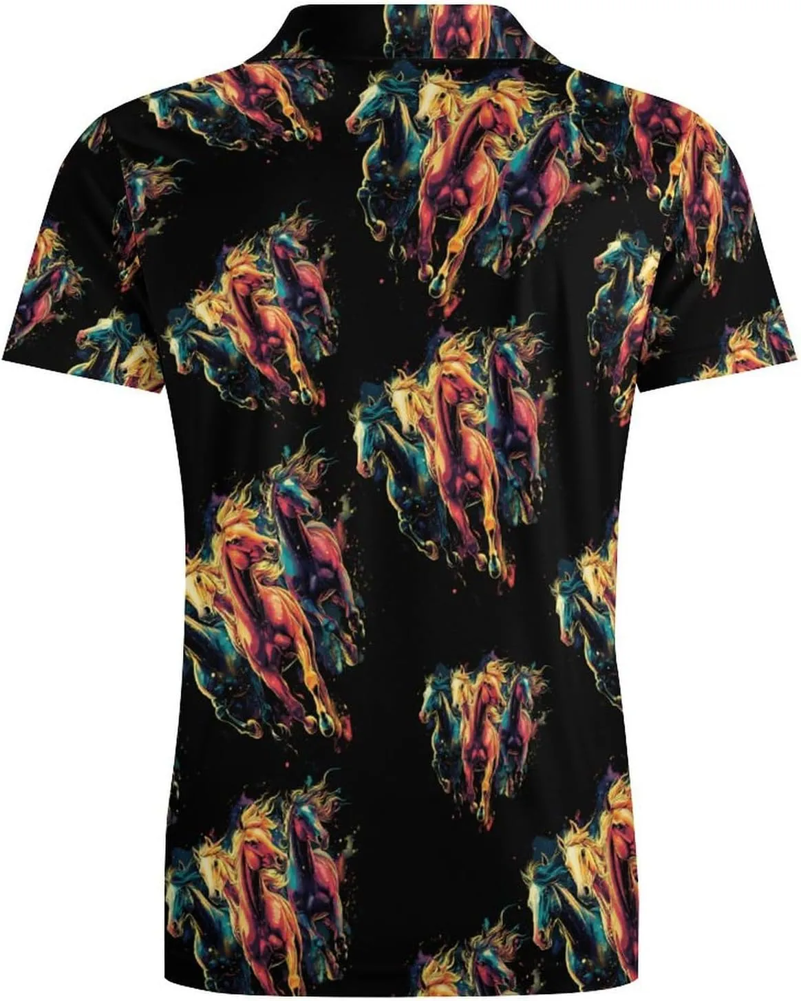 Colorful Galloping Horses Men's Polo-Shirt Regular-Fit Short Sleeve Sports Quick Dry Golf Tennis T-Shirt