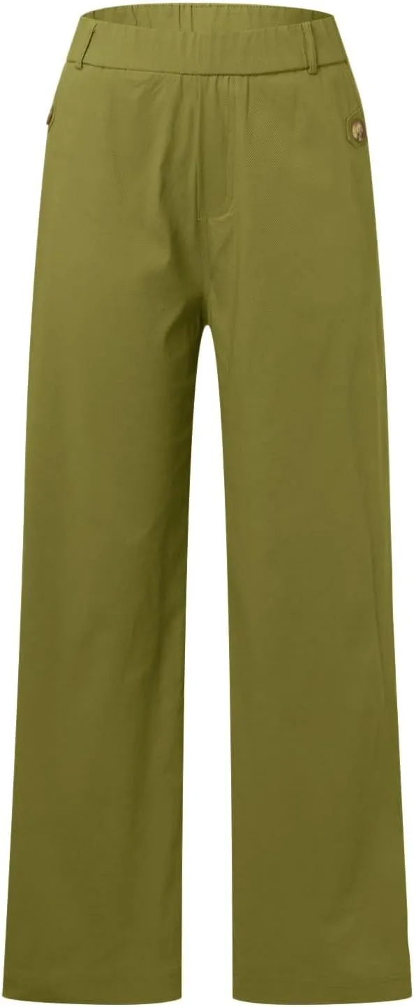 Corduroy Pleated Pants for Women Winter Twill Travel Thermal with Pockets Straight Leg Straight Leg