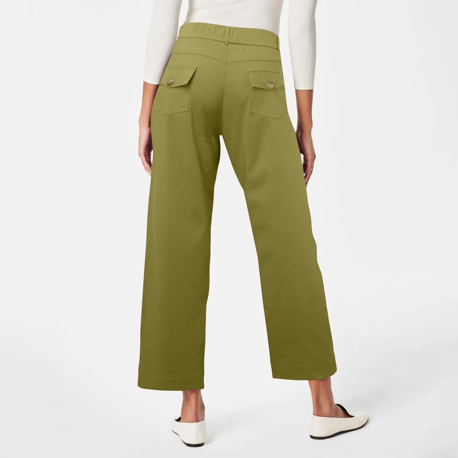 Corduroy Pleated Pants for Women Winter Twill Travel Thermal with Pockets Straight Leg Straight Leg