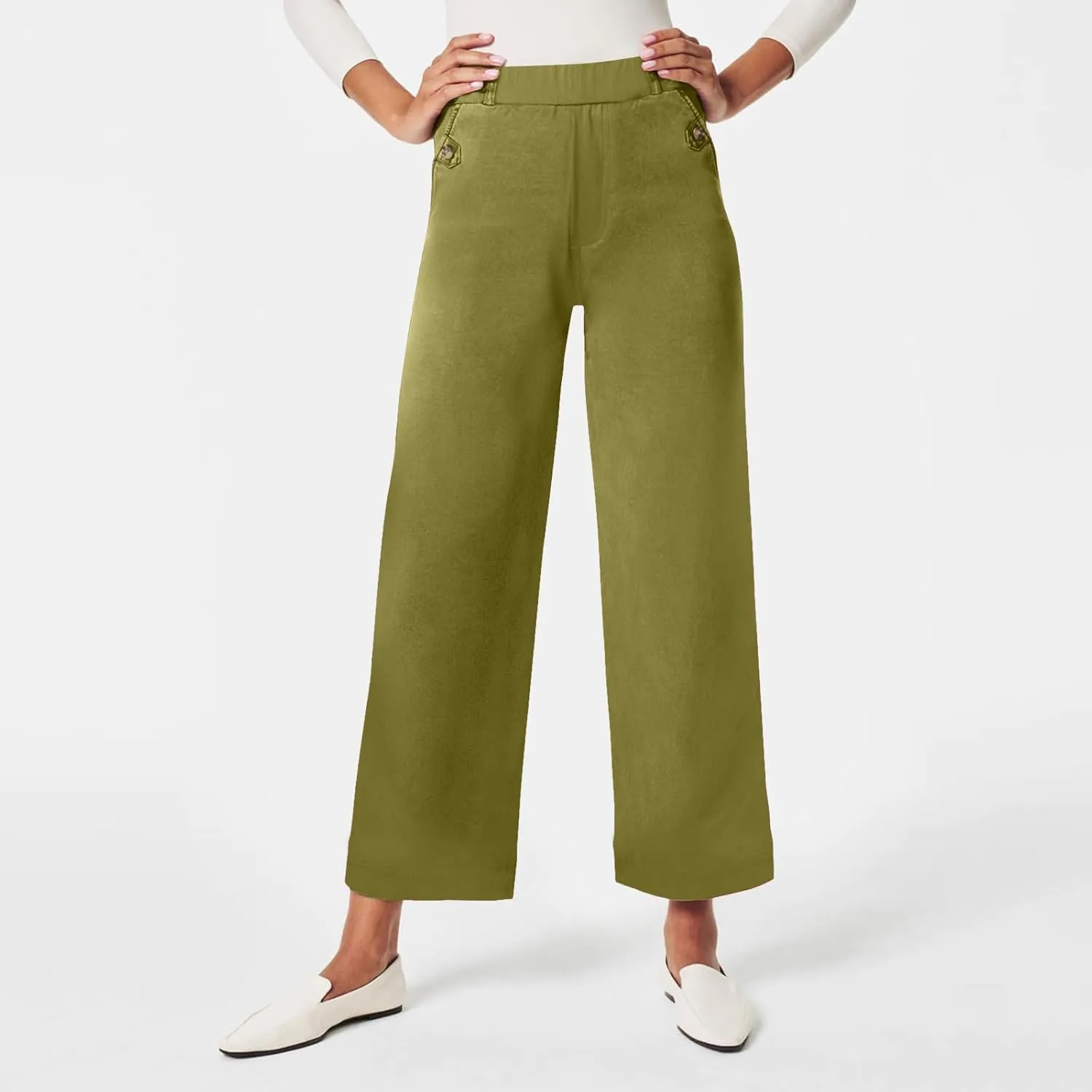 Corduroy Pleated Pants for Women Winter Twill Travel Thermal with Pockets Straight Leg Straight Leg