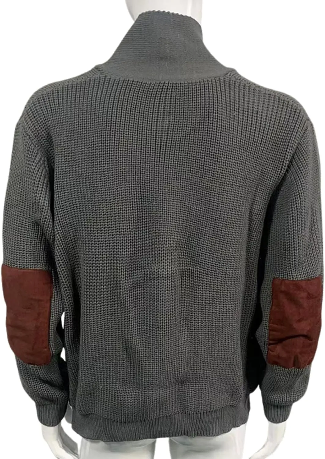 CORIRESHA Men's Elbow Patch Shawl Collar Long Sleeve Knit Cardigan Sweater with Pockets