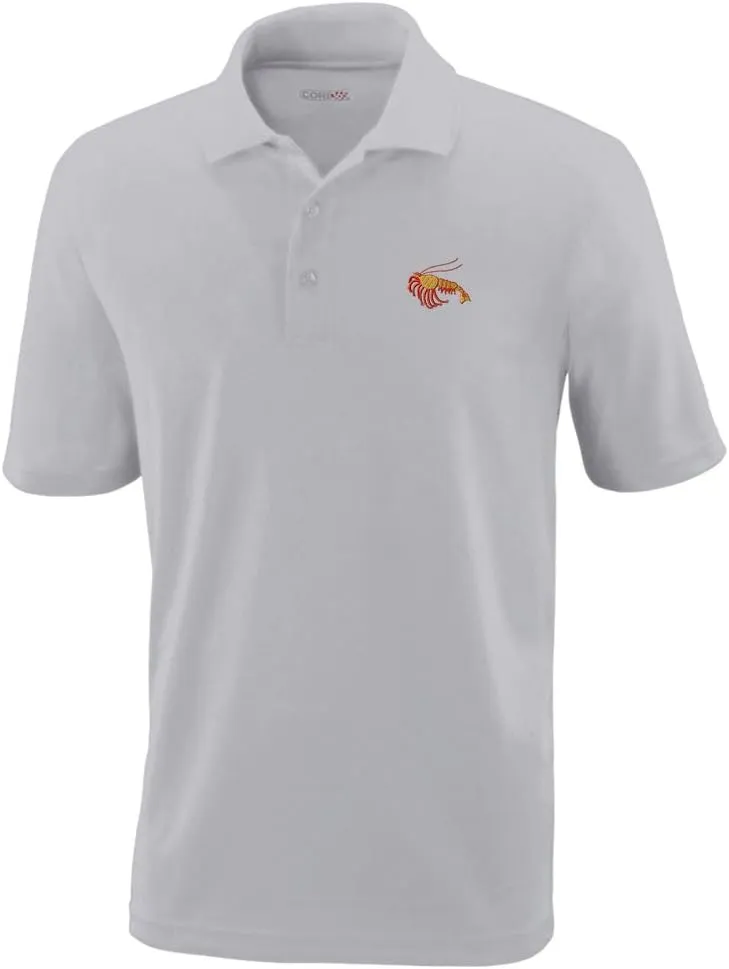 Crawfish Embroidery Design Adult Button-End Spread Short Sleeve Unisex Polyester Performance Polo Shirt Golf Shirt - Platinum, 3X Large