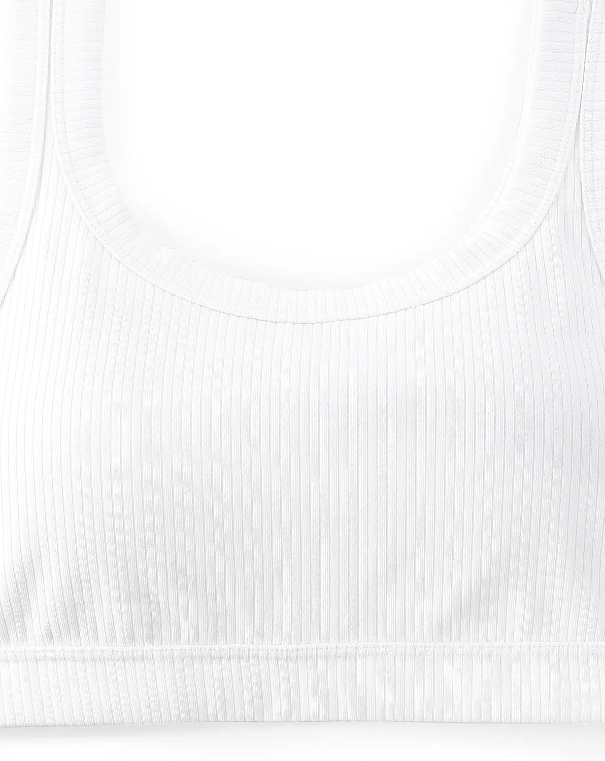 CRZ YOGA Ribbed Sports Bras for Women - U Back Wireless Medium Impact Padded Yoga Workout Cami