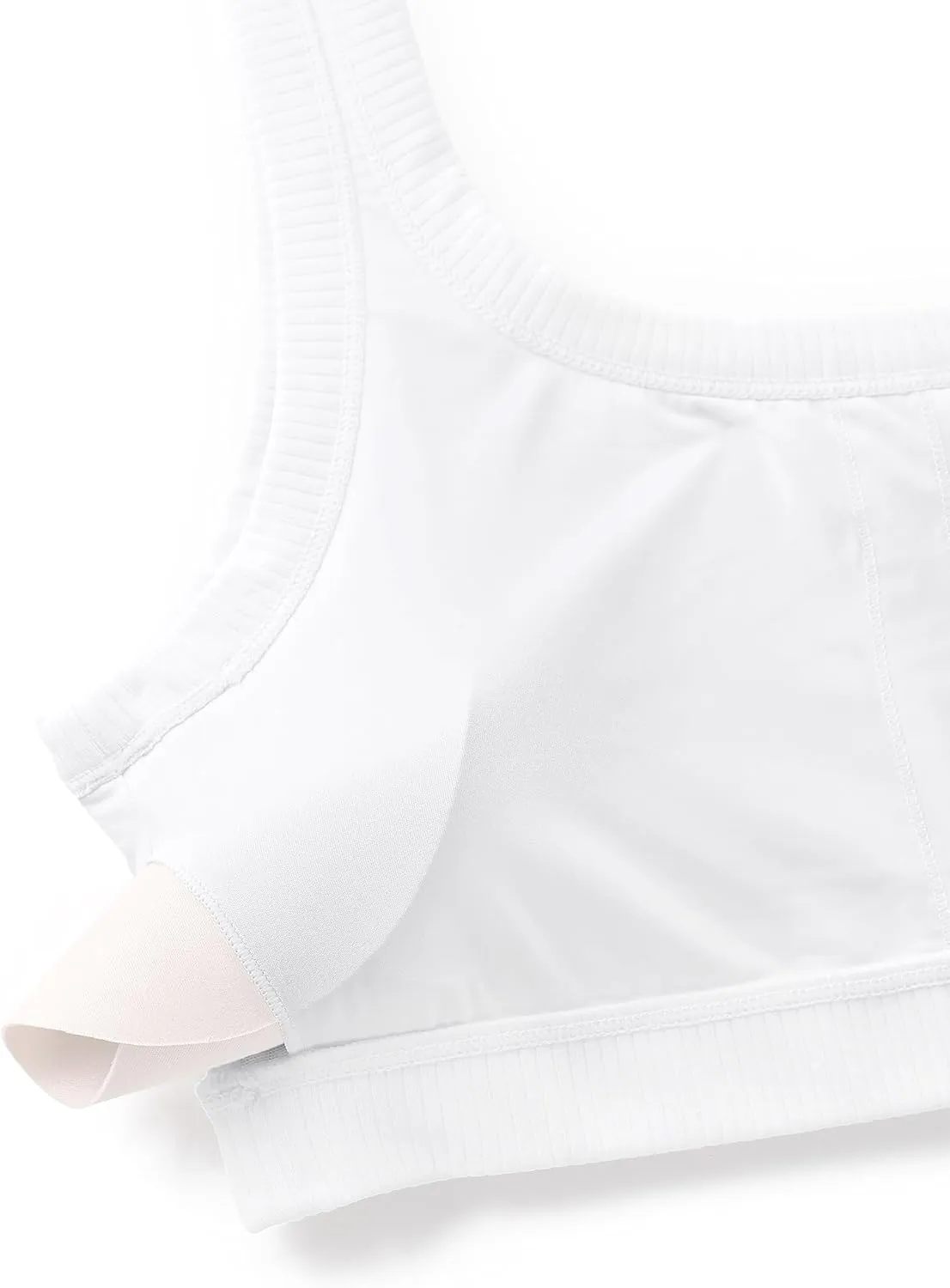 CRZ YOGA Ribbed Sports Bras for Women - U Back Wireless Medium Impact Padded Yoga Workout Cami