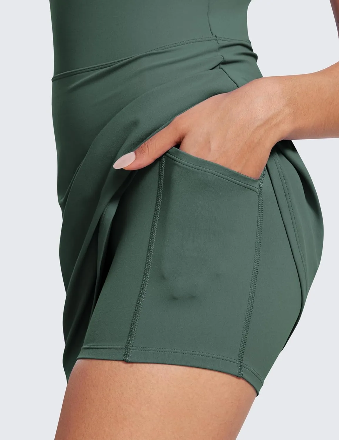 CRZ YOGA Womens Butterluxe Tennis Dress Spaghetti Strap Casual Athletic Sports Outfits with Built-in Shorts and Bras
