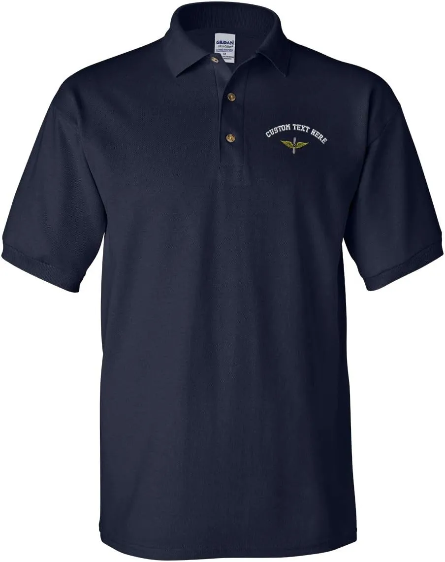 Custom Polo Shirt Army Aviation Embroidery Design Cotton Golf Shirt for Men