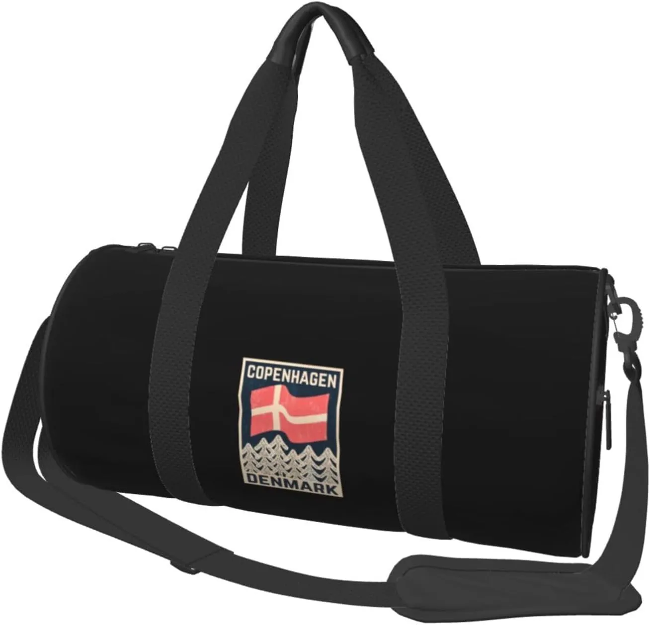 Danish-Flag-Copenhagen-Denmark-Retro- Convertible Garment Bag with Shoulder Strap, Carry on Garment Duffel Bag for Men Women - Rolling Foldable for Travel Luggage Bags (Black)