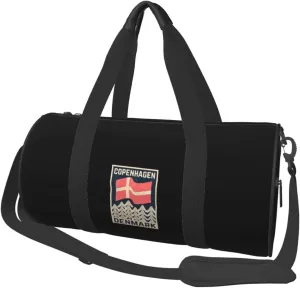 Danish-Flag-Copenhagen-Denmark-Retro- Convertible Garment Bag with Shoulder Strap, Carry on Garment Duffel Bag for Men Women - Rolling Foldable for Travel Luggage Bags (Black)