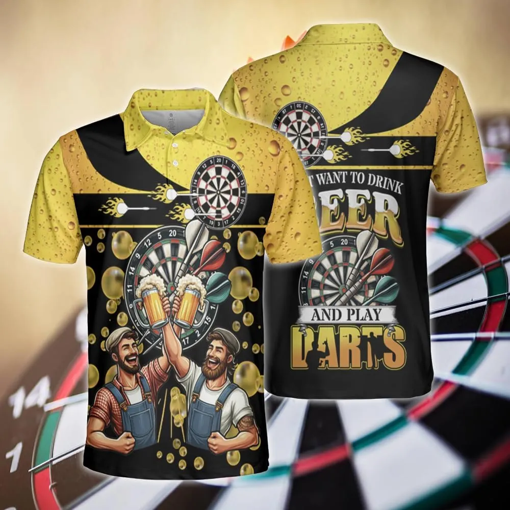 Darts Polo Shirts for Men - Darts Lover Stylish Mens Goft Shirt Casual Short Sleeve Button Down Outfit Set 34