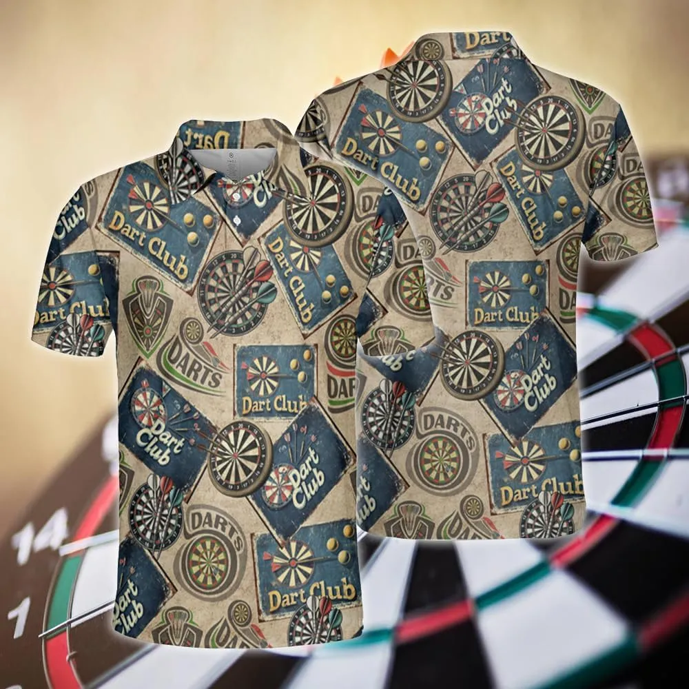 Darts Polo Shirts for Men - Darts Lover Stylish Mens Goft Shirt Casual Short Sleeve Button Down Outfit Set 34
