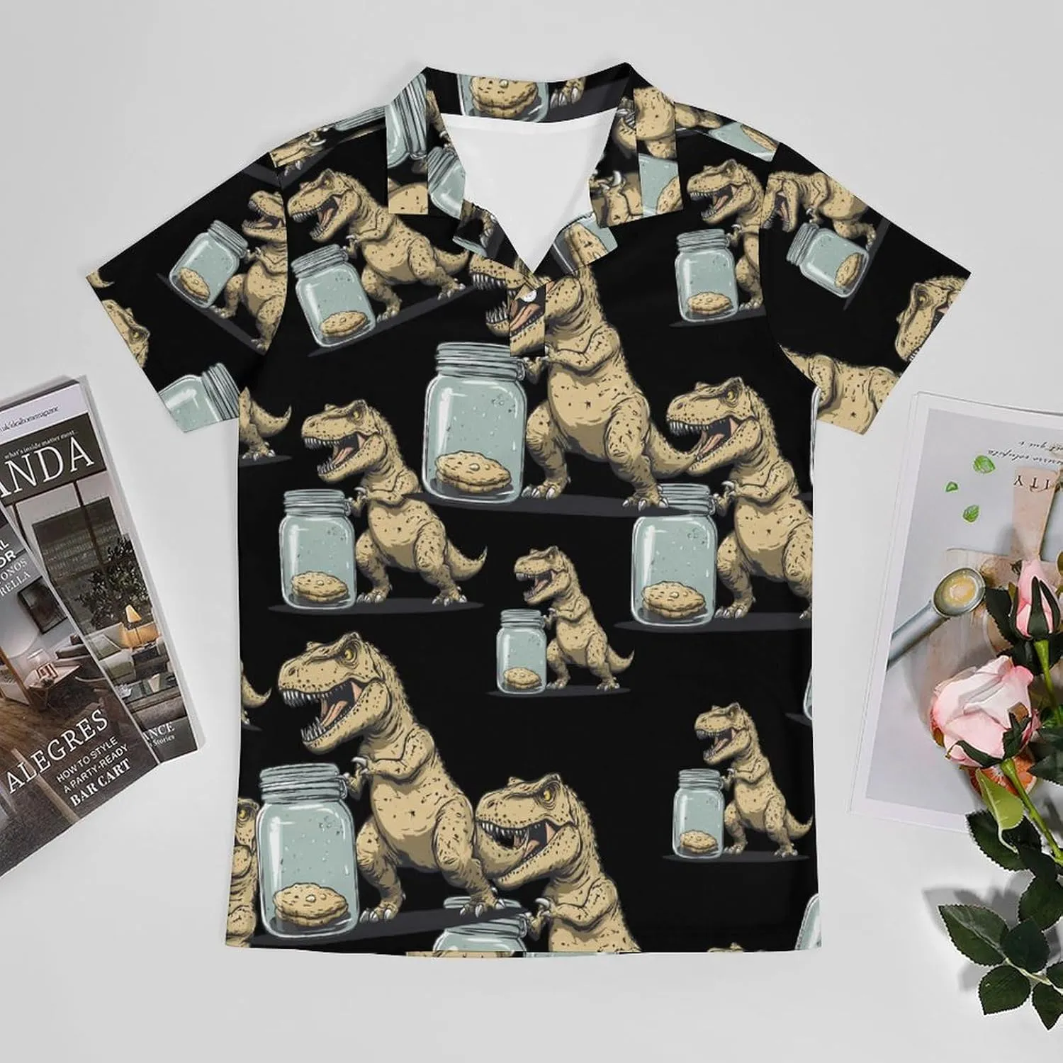 Dinosaur No Hands No Cook-ies Men's Polo-Shirt Regular-Fit Short Sleeve Sports Quick Dry Golf Tennis T-Shirt