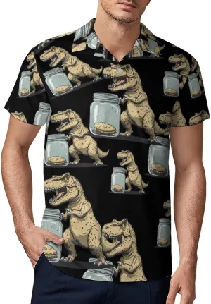 Dinosaur No Hands No Cook-ies Men's Polo-Shirt Regular-Fit Short Sleeve Sports Quick Dry Golf Tennis T-Shirt