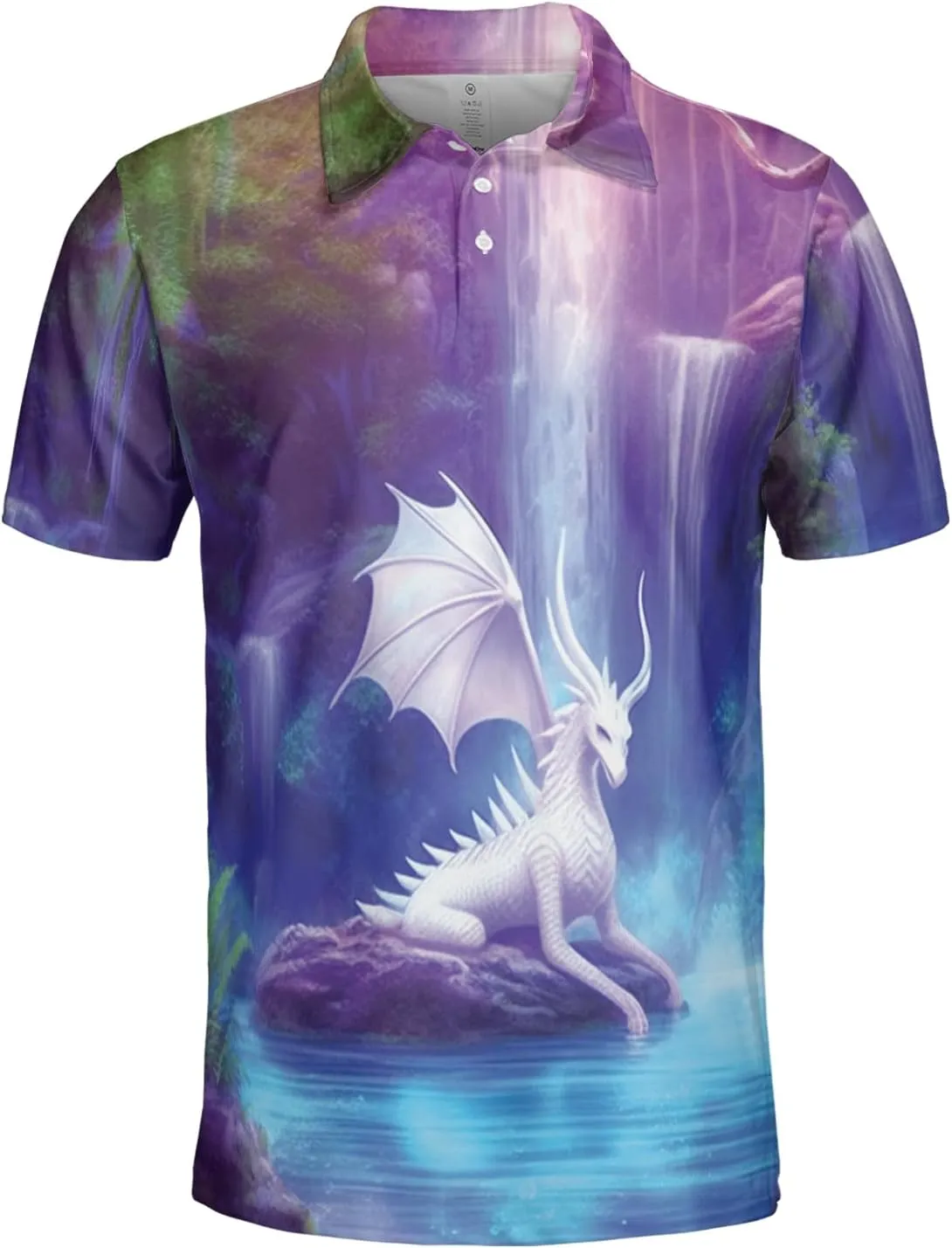 Dragon Polo Shirts for Men - Mythical Creature Men's Regular Fit Quick Dry Golf Polo Shirt Series 06
