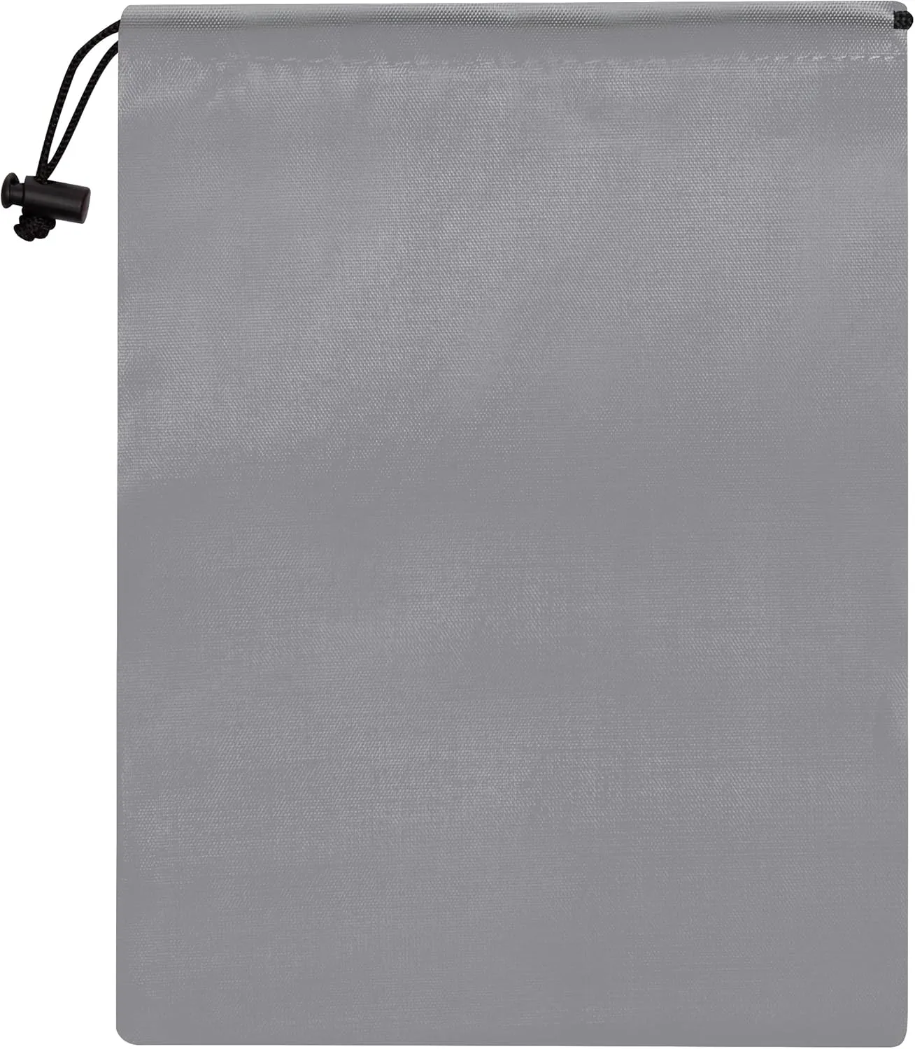 Drawstring Bag - Nylon Cinch and Ditty Stuff Pouch with Toggle (7 x 9-12 pack, Grey)