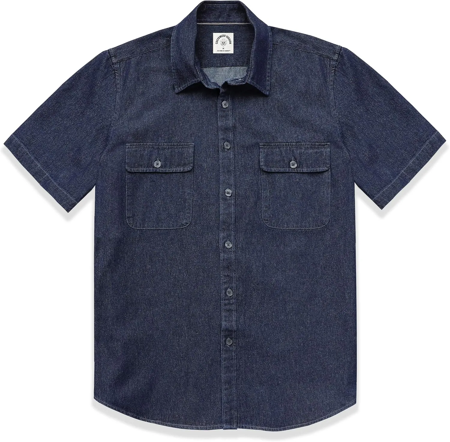 DubinikMens Short Sleeve Button Down Shirts Denim Short Sleeve Shirt Men Two Pocket Western Soft Work Casual Denim Shirt