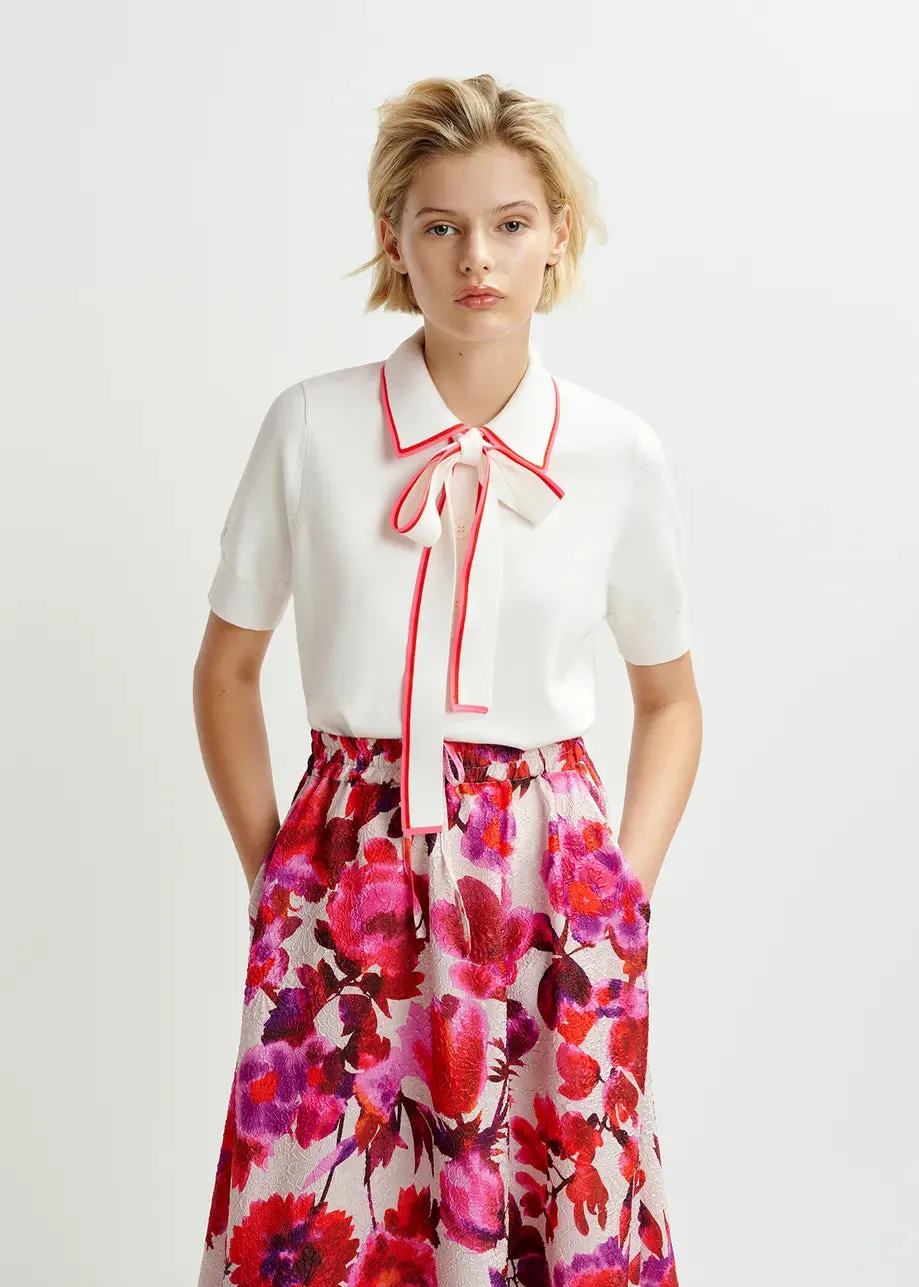 Essentiel Antwerp Polo with self-tie fabric scarf - Off White