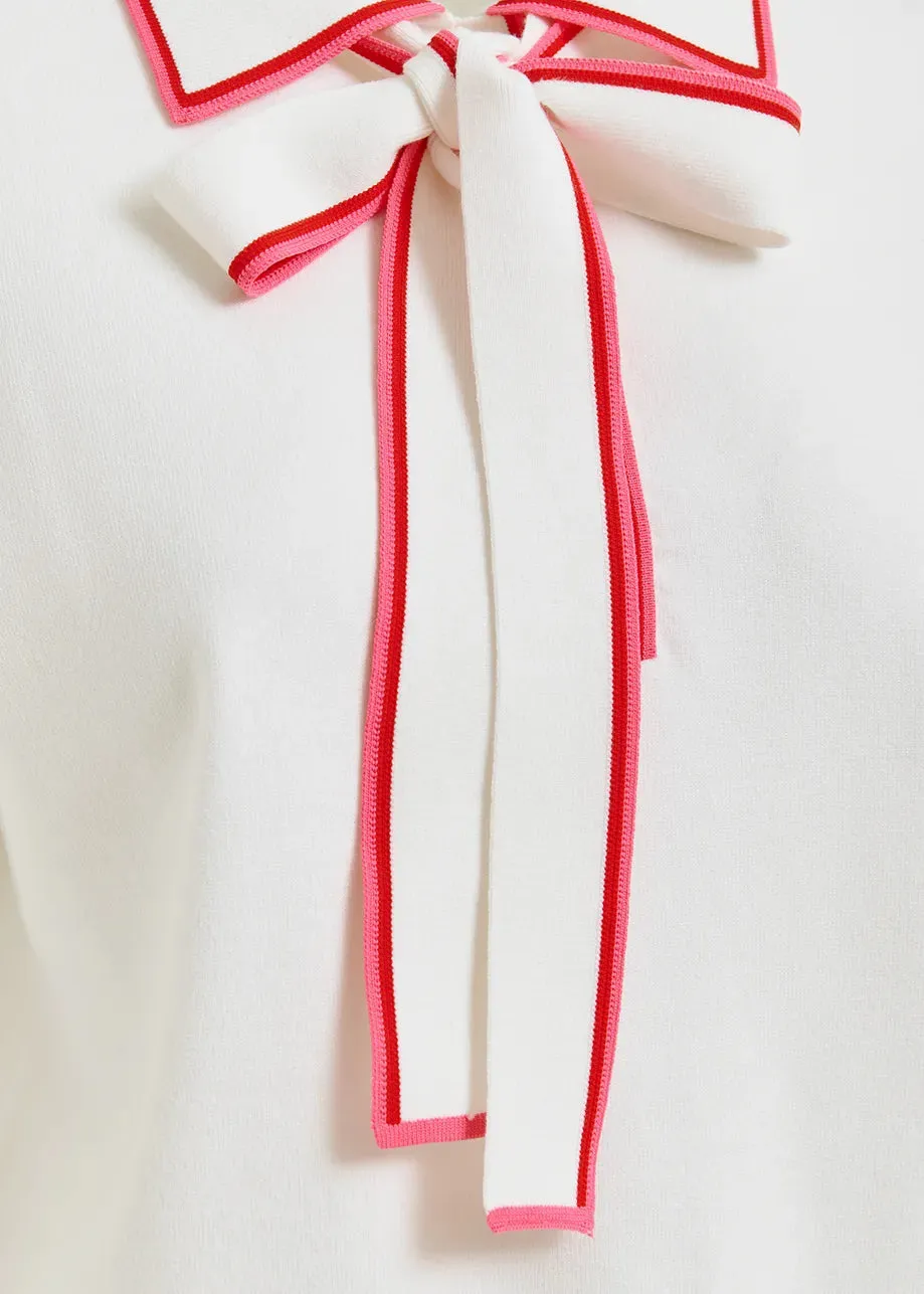 Essentiel Antwerp Polo with self-tie fabric scarf - Off White