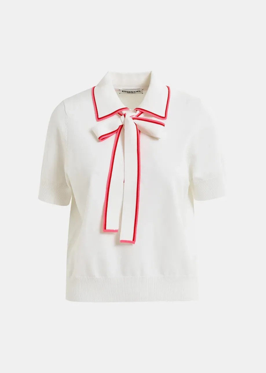 Essentiel Antwerp Polo with self-tie fabric scarf - Off White