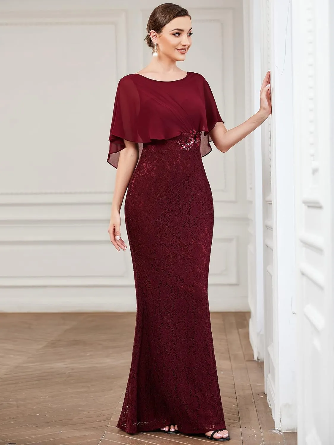 Ever-Pretty Women's Crewneck Bodycon Mermaid Wedding Guest Mother of Bride Dress 0142A