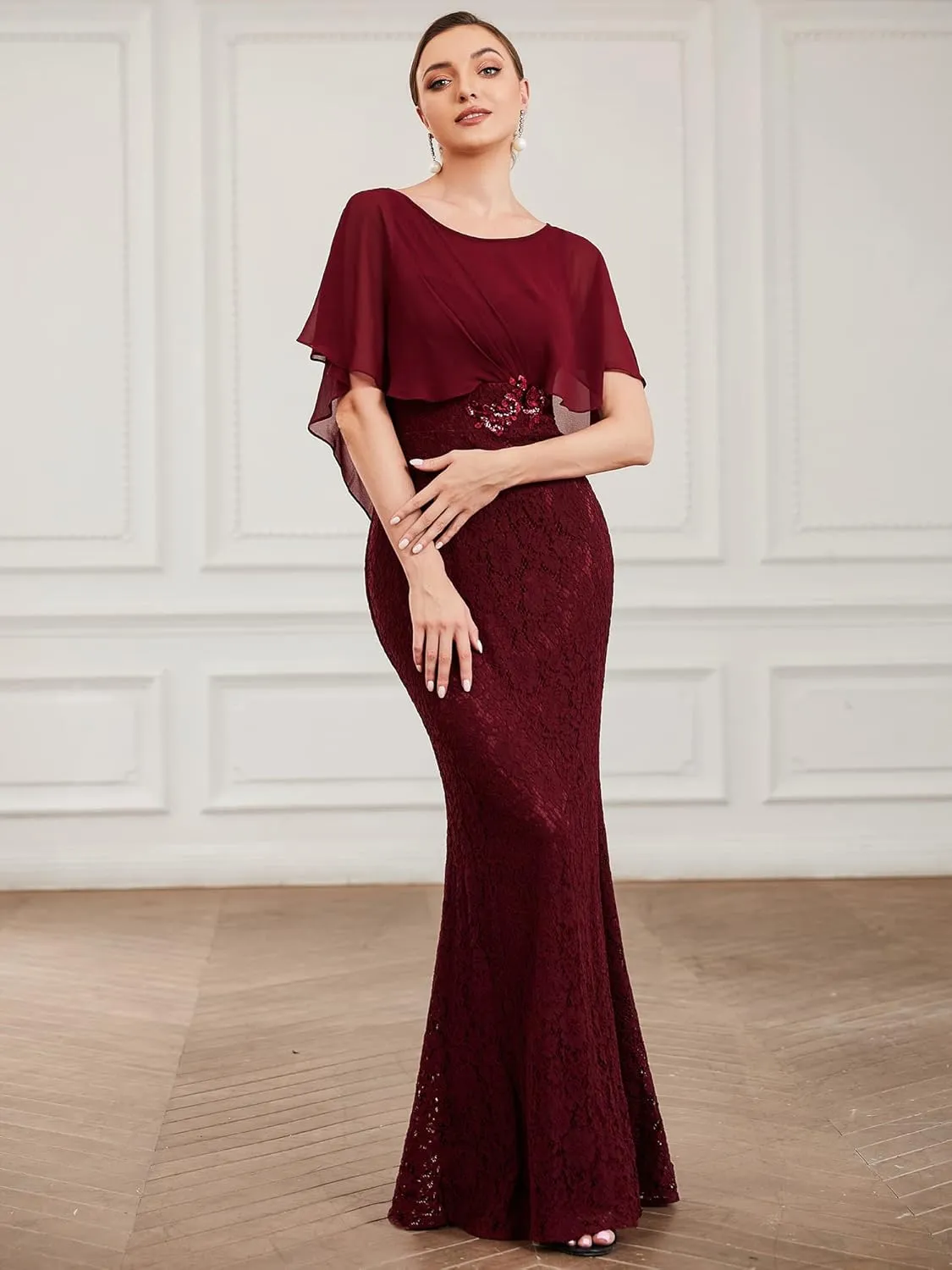 Ever-Pretty Women's Crewneck Bodycon Mermaid Wedding Guest Mother of Bride Dress 0142A