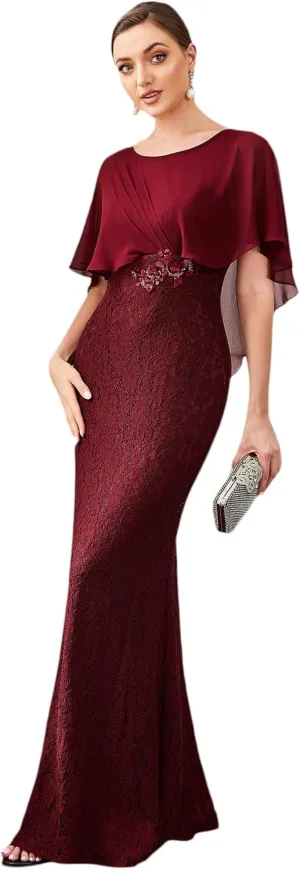 Ever-Pretty Women's Crewneck Bodycon Mermaid Wedding Guest Mother of Bride Dress 0142A