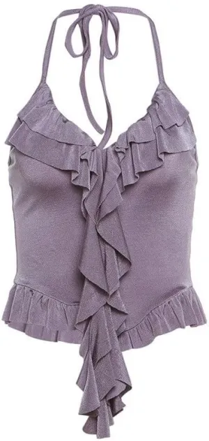 Fashion Hanging Neck Sexy Backless Vest Women V-Neck Lace Camisole Vest(D,M)