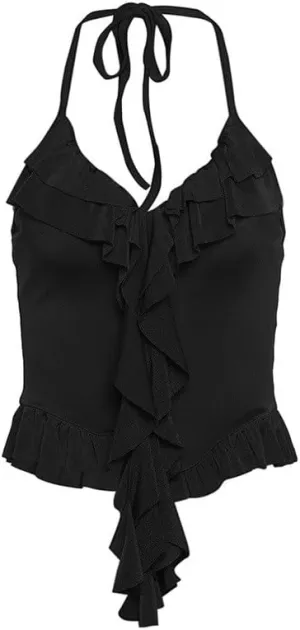 Fashion Hanging Neck Sexy Backless Vest Women V-Neck Lace Camisole Vest(D,M)