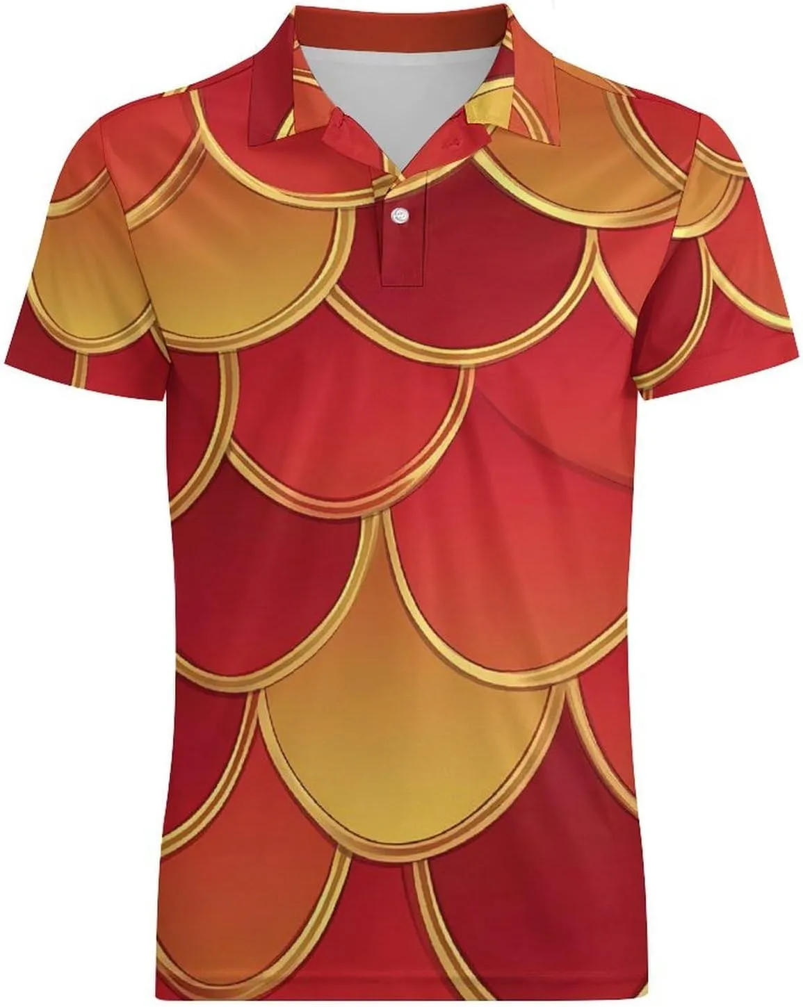 Fish Scale Pattern Men's Polo-Shirt Regular-Fit Short Sleeve Sports Quick Dry Golf Tennis T-Shirt