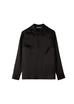 Fringe collar satin blouse