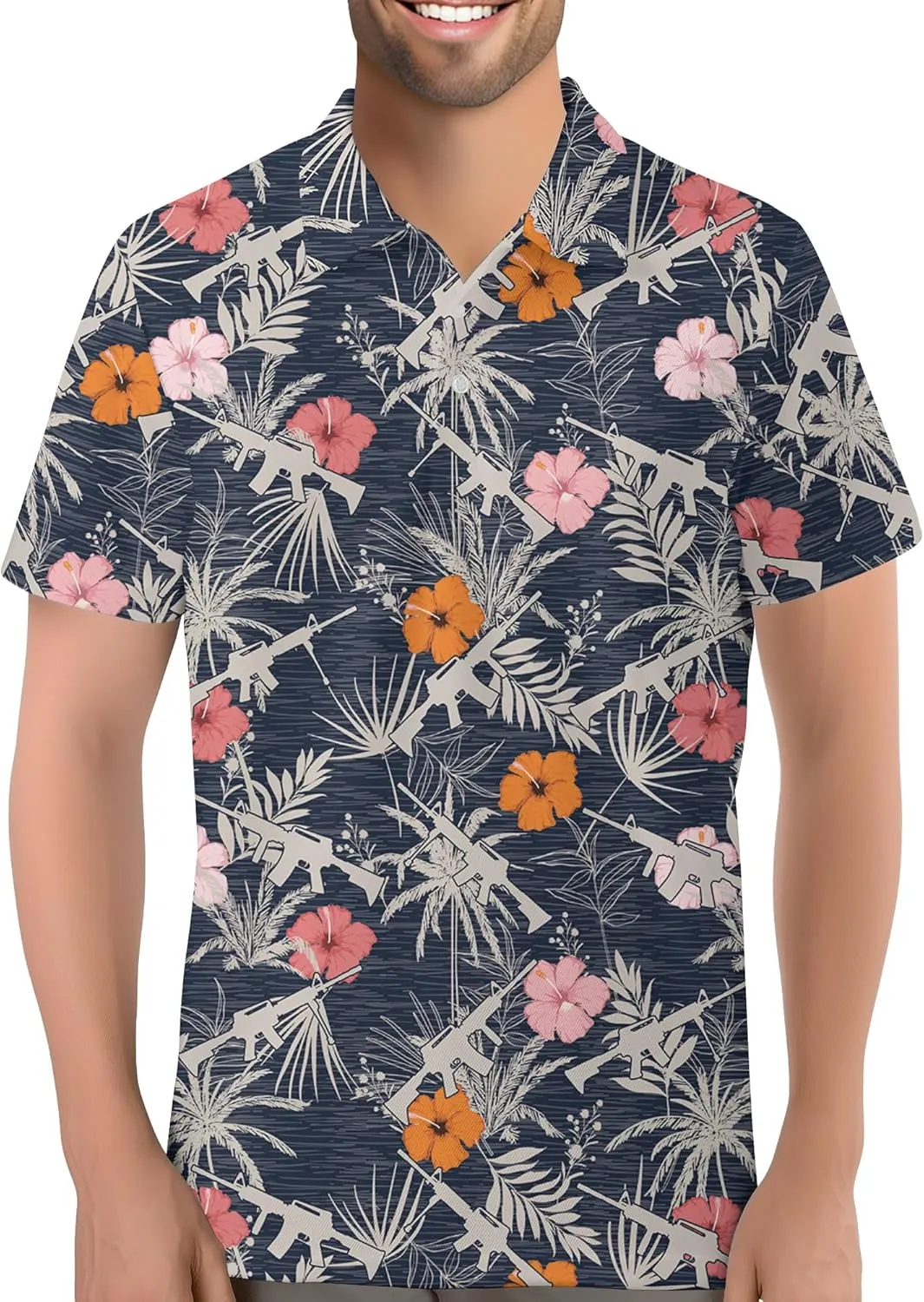 Funny Golf Shirt for Men Hawaiian Print Mens Polo Shirts Summer Polos Gifts