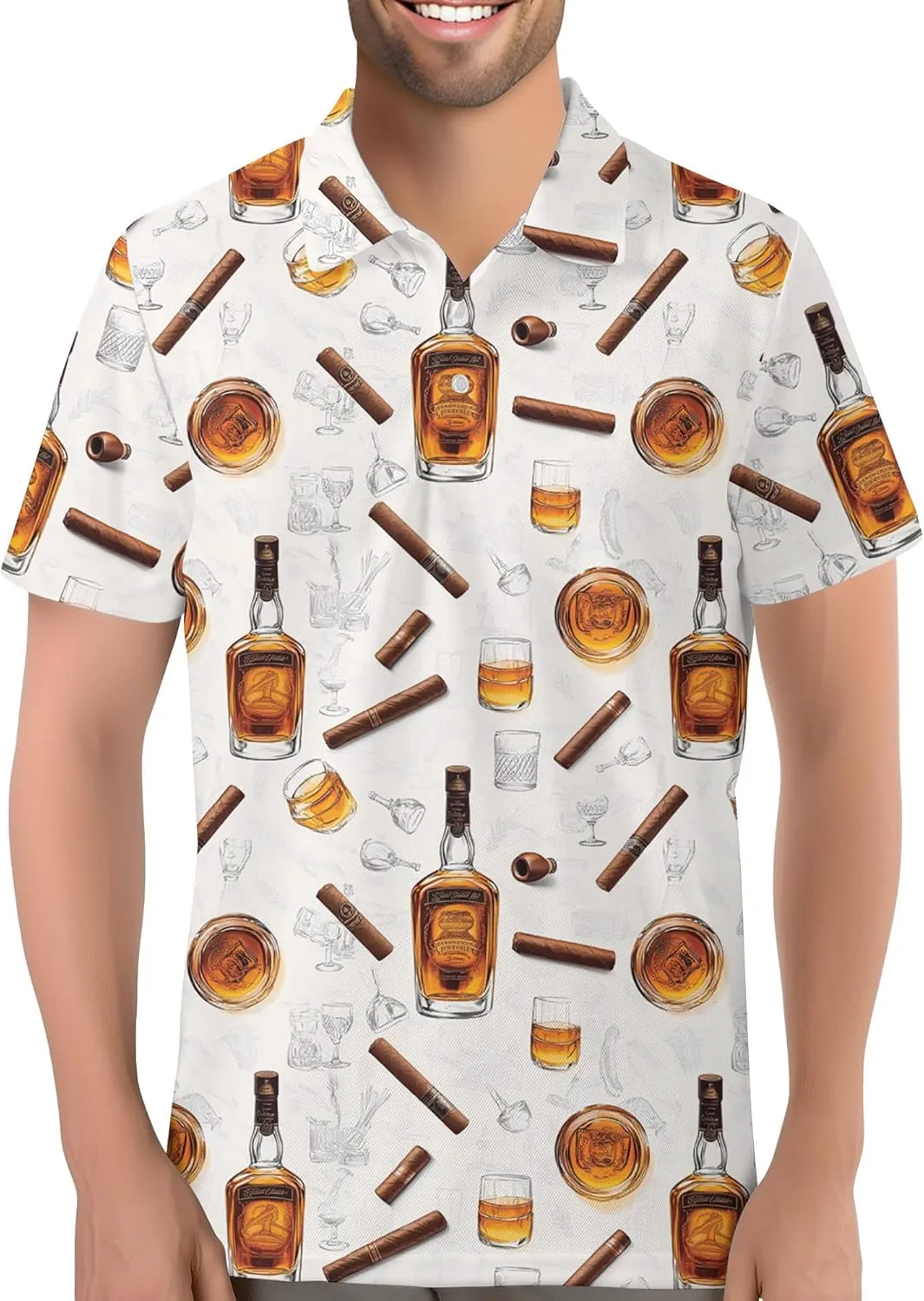 Funny Golf Shirt for Men Hawaiian Print Mens Polo Shirts Summer Polos Gifts