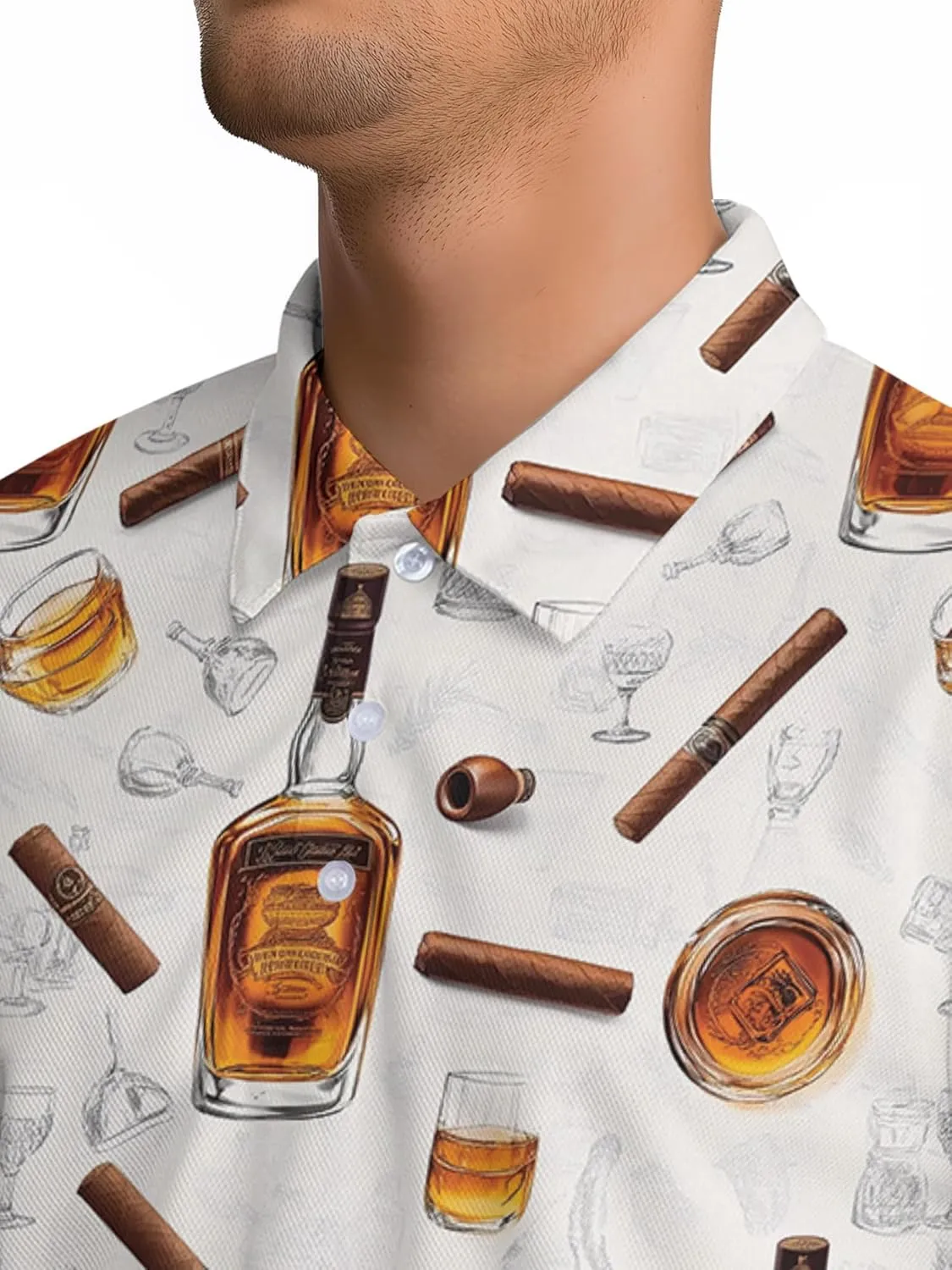 Funny Golf Shirt for Men Hawaiian Print Mens Polo Shirts Summer Polos Gifts
