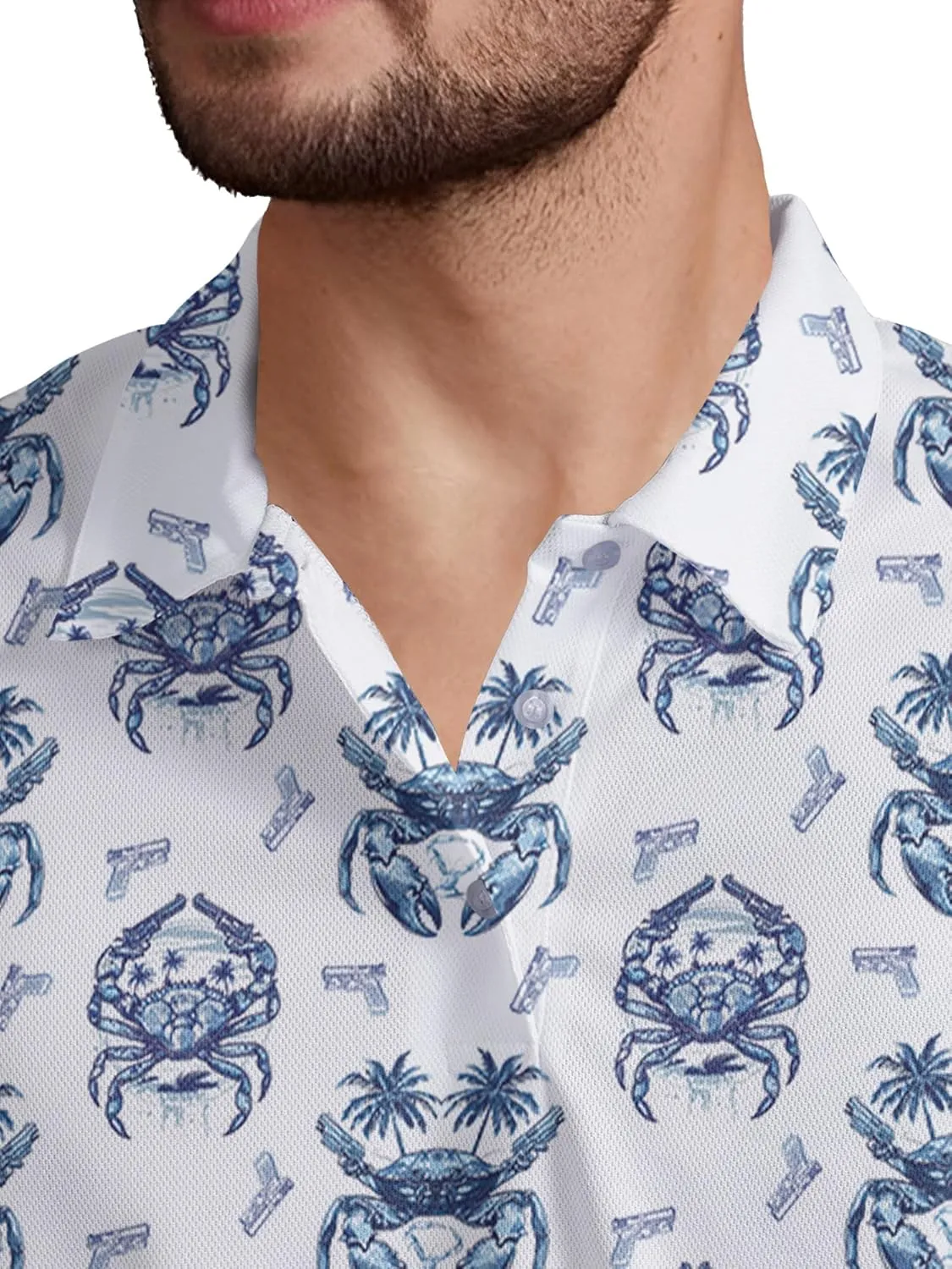 Funny Golf Shirt for Men Tropical Mens Polo Shirts Hawaiian Print Golf Gifts