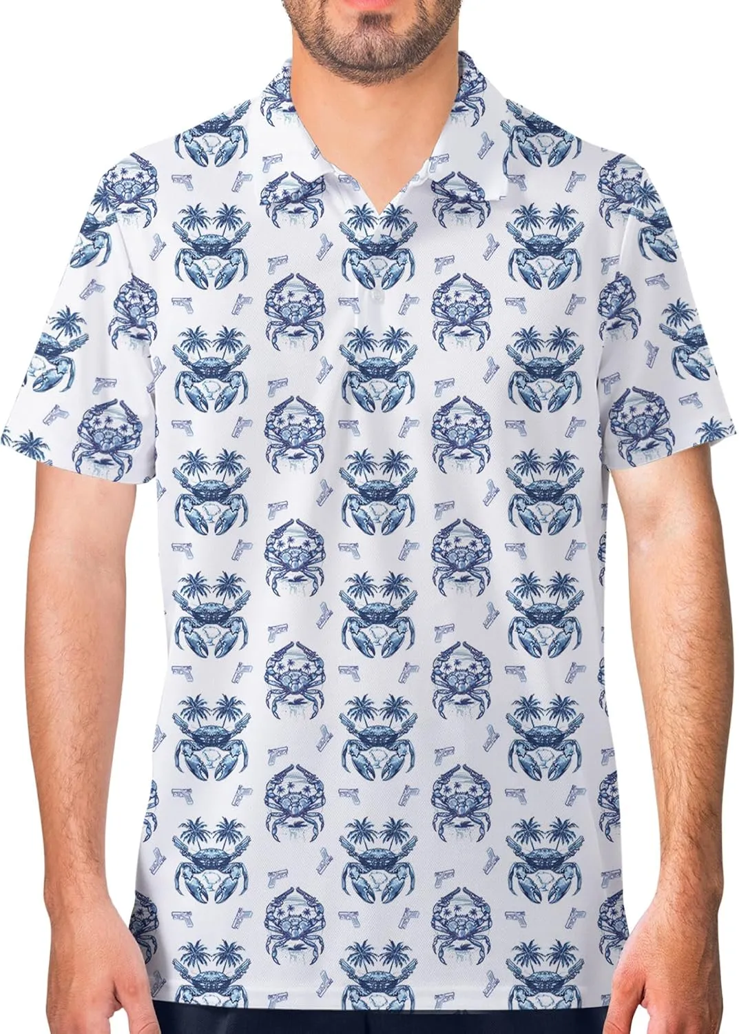 Funny Golf Shirt for Men Tropical Mens Polo Shirts Hawaiian Print Golf Gifts