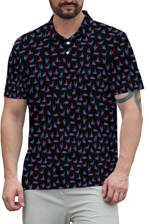 Funny Mens Golf Shirt Moisture Wicking Quick Dry Print Performance Short Sleeve Collared Polo Shirts for Men