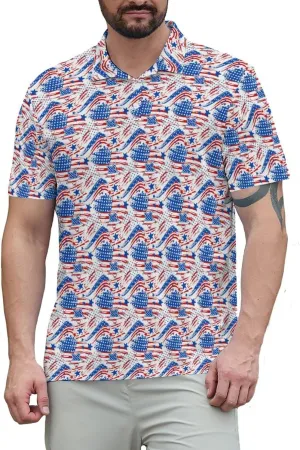 Funny Mens Golf Shirt Moisture Wicking Quick Dry Print Performance Short Sleeve Collared Polo Shirts for Men