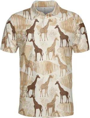Giraffe Polo Shirts for Men - Giraffe Lover Stylish Mens Goft Shirt Casual Short Sleeve Button Down Outfit Set 23