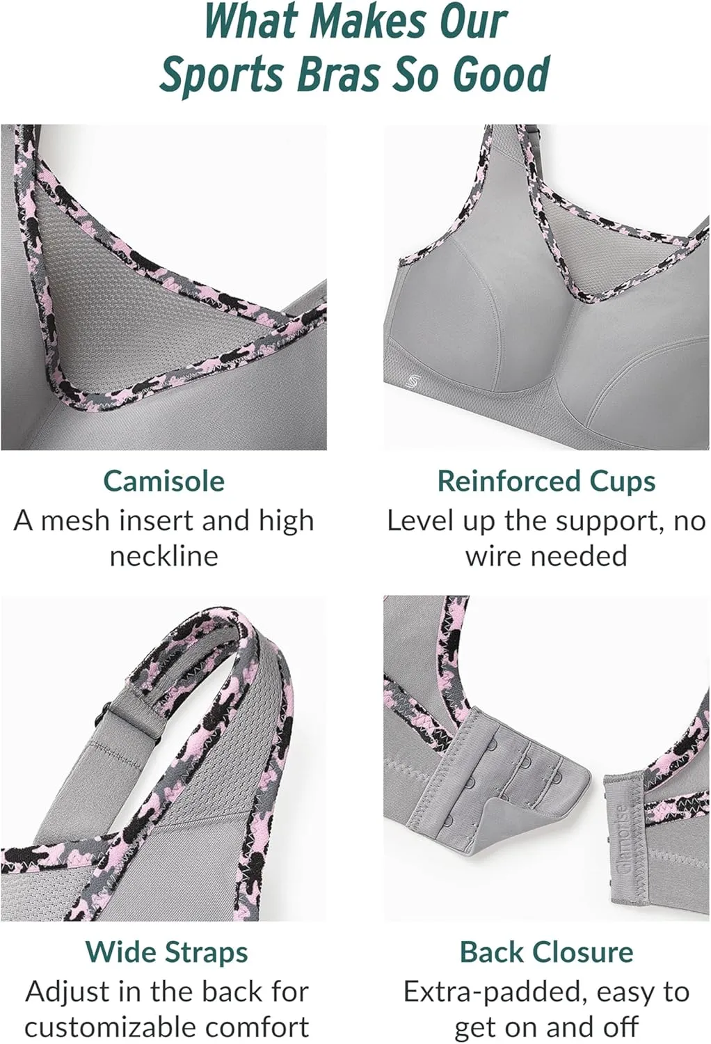Glamorise Women's No-bounce Camisole Sports Bra Wirefree #1066