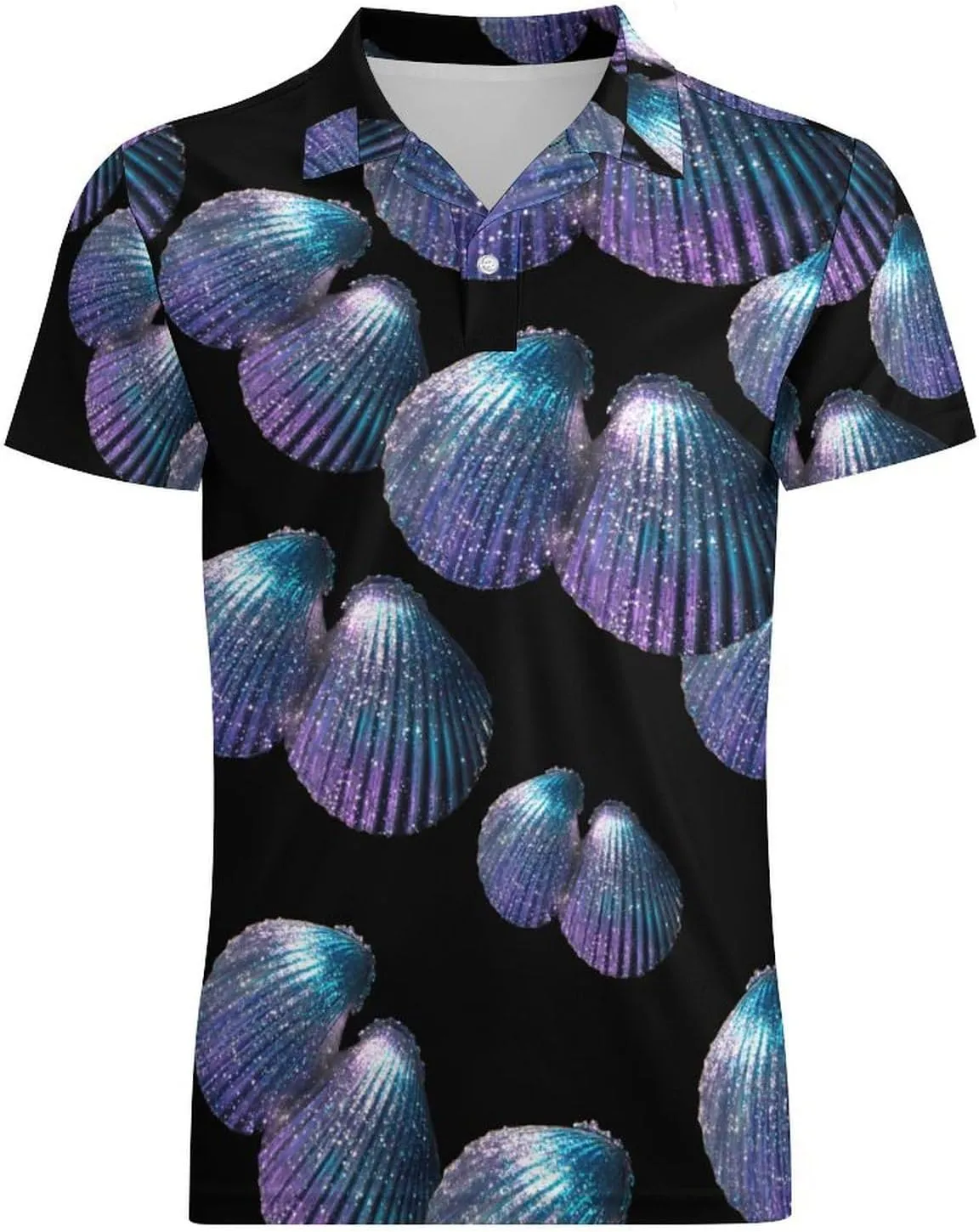 Glittery Seashells Men's Polo-Shirt Regular-Fit Short Sleeve Sports Quick Dry Golf Tennis T-Shirt