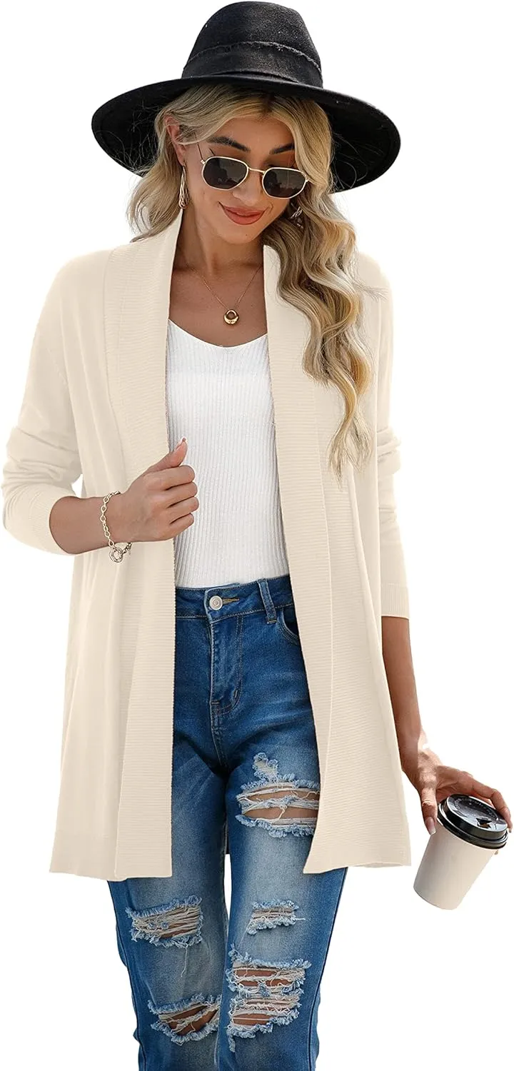 GRECERELLE Women's Long Sleeve Open Front Lightweight Casual Business Dressy Cardigan Sweater Fall Winter