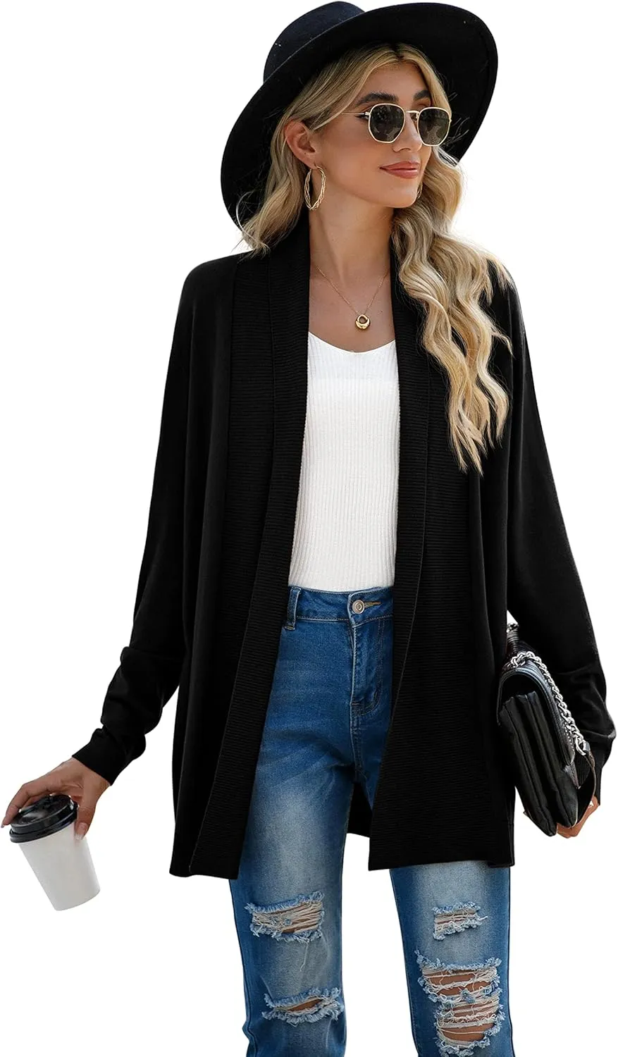 GRECERELLE Women's Long Sleeve Open Front Lightweight Casual Business Dressy Cardigan Sweater Fall Winter